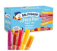 Mr Freeze Super Size Freeze Pops 20 x 45ml - 5 Ice Lollies Flavours Tropical, Strawberry, Cola, Raspberry & Lemonade - Natural Colours, Preservative Free Ice Pops - Vegan, 14 Calories Each