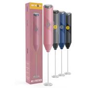 MR FROTH Handheld Milk Frother - Battery-Operated Coffee Frother Wand - Durable & Food-Safe Drink Mixer - Noise-Free, No Shaking - Electric Hand Held Coffee Whisk Frother for Matcha, Milkshake (Pink)