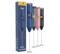 MR FROTH Handheld Milk Frother - Battery-Operated Coffee Whisk Wand - Durable & Food-Safe Drink Mixer - Noise-Free, No Shaking - Electric Hand Held Coffee Whisk Frother for Matcha, Milkshake (Blue)