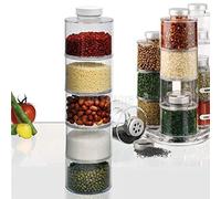 Mr. Gadget Solution® 12 Spice Jar Bottles Tower Container Storage Carousel Clear Acrylic Rack