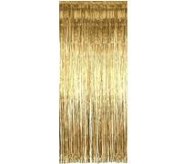 Mr. Gadget Solution®1x2 Golden Metallic Foil Fringe Rain Curtain Background Tinsel String Shiny Shimmer Christmas Party Wedding Birthday Door Window Decoration Photo Booth Backdrop Props