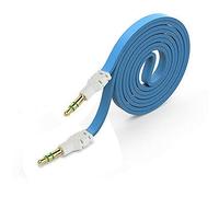 Mr. Gadget Solution® 3.5mm Male to Male M/M Flat Noodle Music Record Stereo Audio Auxiliary AUX Cable Cord - blue