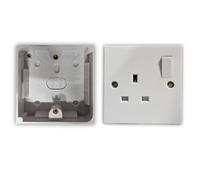 Mr. Gadget Solutions 13A Single Switched Wall Socket with Back Box Pattress - 1 Gang Electrical Outlet, Durable and Easy-to-Install Power Socket for Home, Office, and Commercial Use