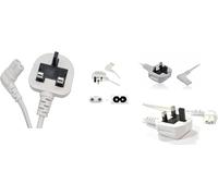 Mr. Gadget Solutions 3m UK Mains Power Cable - Compatible with SAMSUNG 4K UHD TV, 2 Pin Angled Fig 8 Power Lead - Long White Cord for Safe and Reliable Connection