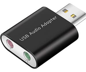 Mr. Gadget's Solution •USB Audio Adapter Sound Card with Headphone Speaker and Mono Microphone Jacks External Convertor for PC Laptop