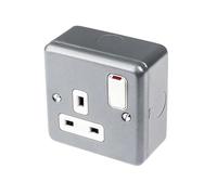 Mr. Gadget's Solutions® 1 Gang Single Metal Clad Switched Socket Outlet 13A - BS 1363 Certified for UK Use