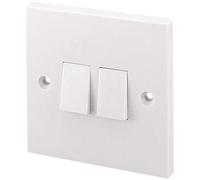 Mr Gadget's Solutions 2 GANG 2 WAY DOUBLE LIGHT SWITCH WHITE PLASTIC 10 AMP SINGLE PLATE