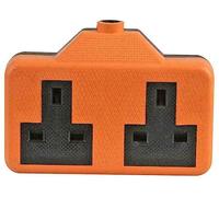 Mr. Gadget's Solutions® 2 Gang Rubber Extension Socket, Nylon Extension Socket 13 Amp 2 Way - Orange -BS1363/A.