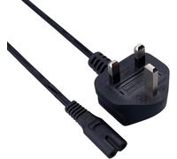 Mr. Gadget's Solutions 2 Meter Figure 8 AC Power Cable - IEC C7 Mains Power Lead with UK Plug for DJ Equipment, Compatible With PS4, Xbox One S/X, LED TVs, Monitors, and Printers