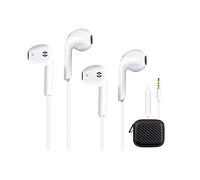 Mr. Gadget's Solutions 2 Pack In-Ear White Wired Earphones Stereo Ear buds Headphone with Remote & Microphone