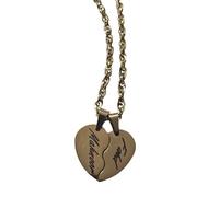 Mr.Gadget's Solutions 2 Piece Split Heart Necklace Set - Personalized Couple Name Pendant Gift (Vertical, Gold, Double Chain)