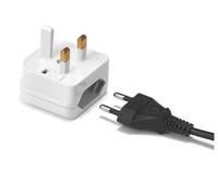Mr. Gadget's Solutions 2 Pin Euro to UK 3 Pin Mains Fused Plug Converter Travel Adaptor 5A Fused-Push in White