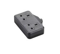 Mr. Gadget's Solutions 2 Socket Extension, Rubberized 2 Gang 13A Heavy Duty Trailing Socket (Black)