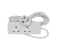 Mr. Gadget's Solutions 2 Way Extension Lead, 13A Fused UK Plug Adapter, 5 Metre Extension Cable Power Strip - White
