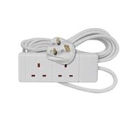 Mr. Gadget's Solutions 2 Way Extension Lead, 13A Fused UK Plug Adapter, 6M Extension Cable Power Strip - White
