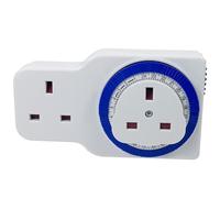 Mr. Gadget's Solutions® 24-Hour Mechanical Segment Timer, 3-Prong Dual Outlet Plug-in Mechanical Timer Grounded