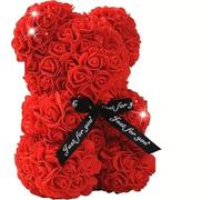 Mr. Gadget's Solutions 25CM Romantic Artificial Foam Red Rose Flower Teddy Bear Gift For Her On Anniversary Valentine’s Day Birthday- Hand Crafted
