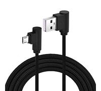 Mr.Gadget's Solutions 2M Long Right Angle Micro USB Cable - Designed for Sofa, Bed, Outdoor Use - Nylon Braided 90 Degree USB A to Micro B Charging & Data Sync Cable - Black