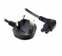 Mr.Gadget's Solutions 2m Power Cord UK Plug to Right Angle C5 Clover Leaf Lead Cable-BLACK