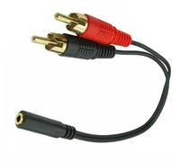 Mr. Gadget's Solutions 3.5mm Jack Female Socket to twin Phono RCA (Male) Plugs Adapter Y Splitter Cable Lead with Gold-Plated Black 6 inch