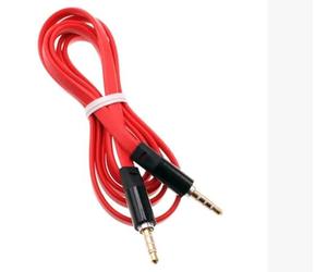 Mr. Gadget's Solutions 3.5mm Stereo Auxiliary Male to Male Flat Audio Music Aux Cable Cord For PC Laptops Tablets MP3 And Smartphones 1m-Red