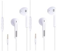 Mr. Gadget's Solutions 3.5mm White Earbuds Microphone Noise Isolating Wired Earphone headset Compatible WITH mic android/laptops/MP3 in The Office, Classroom, Home, 2-Pack