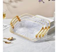 Mr. Gadget's Solutions 3-Pack Serving Tray with Handles - Stylish Countertop Trays for Breakfast, Snacks, Fruits, and More - Durable and Versatile for Home and Kitchen Use (Rectangle)