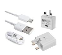 Mr. Gadget's Solutions® 3-Pin UK Mains Fast Adaptive Charger Plug & USB TYPE-C Data Sync and Charging Cable Compatible With Samsung Galaxy S9 S9+ S8 S8+ S10, Note 8 9 - WHITE