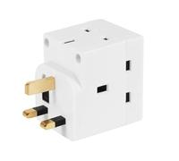Mr. Gadget's Solutions 3 Way Gang Mains Socket Adaptor Multi UK Plug Adaptor 240V 13A - White