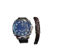 Mr. Gadget's Solutions 3pieces Gift Set Men Quartz Black Wrist Watch with 2 Leather Bracelets UK