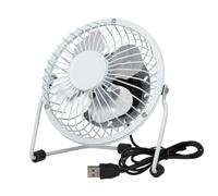 Mr.Gadget's Solutions 4" Mini USB Metal Desk Fan Small Quiet Personal Cooler USB Powered Portable Table Fan for Laptop 360 degree rotation - White