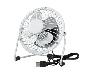 Mr.Gadget's Solutions 4" Mini USB Metal Desk Fan Small Quiet Personal Cooler USB Powered Portable Table Fan for Laptop 360 degree rotation - White