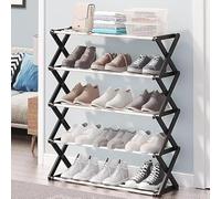 Mr. Gadget's Solutions 5-Tier Foldable Shoe Rack - Space-Saving Shoe Organizer for 15-20 Pairs | Versatile Flat & Angled Modes | Sturdy, Waterproof & Easy to Assemble Storage for Hallway And Bedroom