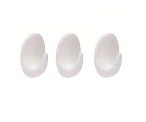 Mr.Gadget's Solutions 6.1cm Heavy-Duty Oval Plastic Hooks for Wall Organization & Storage- Strong Self-Adhesive, Large & Reliable for Hanging Essentials-Stick On Wall Easy to Install -3 Pack