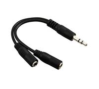 Mr. Gadget's Solutions® 6 inch 3.5mm Audio Splitter Cable - Stereo Splitter Cable - Gold Terminals - 3.5mm Male to 2x 3.5mm Female - Headphone Splitter, Black
