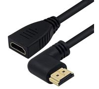 Mr. Gadget's Solutions 90 Degree HDMI Extension Cable, Right Angle High Speed HDMI Male to Female Adapter Gold Plated HDMI Extension Cord for TVs, Laptops- Black (0.5m/15cm)