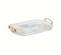 Mr. Gadget's Solutions Acrylic Serving Tray with Gold Handles, Fruit Dessert Tray, Multi-use, Strong and Durable Decor Universal (Clear White, Set 0f 3)