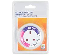 Mr. Gadget's Solutions Automatic LED Night Light Dusk Till Dawn Plug Socket Multi Colour Pink Blue and White Auto Lighting Plug Through