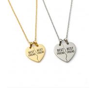 Mr.Gadget's Solutions Broken Heart Necklace Set - Two Piece Matching Necklaces for Couples or Best Friends - Personalized Split Heart Jewelry Gift-Gold/Silver (Gold)