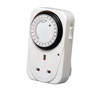 Mr. Gadget's Solutions® Compact 24 hour Mechanical Timer Switch | 24 Hour Segment Timer Light Switch 13A | Compact Energy Saver | UK Mains Plug - White