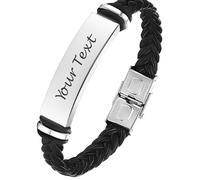 Mr.Gadget's Solutions Custom Name Engraved Bracelet for Men, Stainless Steel ID Plate Chain Bracelet Personalized Jewelry Gift for Him, Dad, Husband, Boyfriend, Christmas, Anniversary Present.