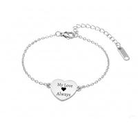 Mr.Gadget's Solutions Custom Name Engraved Heart Bracelet: Personalized Gold & Silver Jewelry (Silver, Rege Italic)