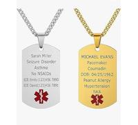 Mr.Gadget's Solutions Custom Rectangle Pendant Necklace - Personalized Name Engraved Stainless Steel Jewelry, One-Side Custom Text, Gold or Silver Color, Gift for Women & Men (Gold)
