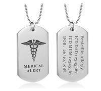 Mr.Gadget's Solutions Custom Rectangle Pendant Necklace - Personalized Name Engraved Stainless Steel Jewelry, One-Side Custom Text, Gold or Silver Color, Gift for Women & Men (Silver)