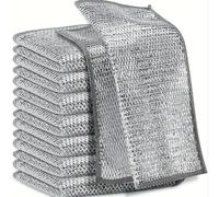 Mr.Gadget's Solutions Dishwashing Cloths, Wire Mesh Scrubber Rags, Kitchen and Cookware Cleaning-10 Pack