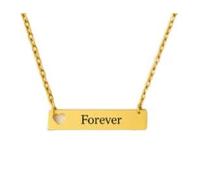 Mr.Gadget's Solutions Effortless Elegance: Personalized Stainless Steel Open Heart Bar Necklace (Arial Narrow, Gold, Double Side)