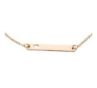 Mr.Gadget's Solutions Effortless Elegance: Personalized Stainless Steel Open Heart Bar Necklace (Lucida Calligraphy, Gold, Double Side)