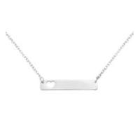Mr.Gadget's Solutions Effortless Elegance: Personalized Stainless Steel Open Heart Bar Necklace (SCript MT Bold, Silver, Single Side)