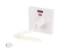 Mr. Gadget's Solutions® Electric Shower Ceiling Switch with Pull Cord 45 Amp Double Pole Isolator Isolation with Neon - White