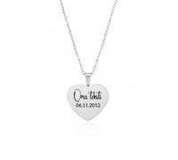 Mr.Gadget's Solutions Engraved Silver/Gold Stainless Steel Heart Necklace Pendant - Personalized Jewelry Gift for Women, Mom, Girlfriend, or Couples (Silver)